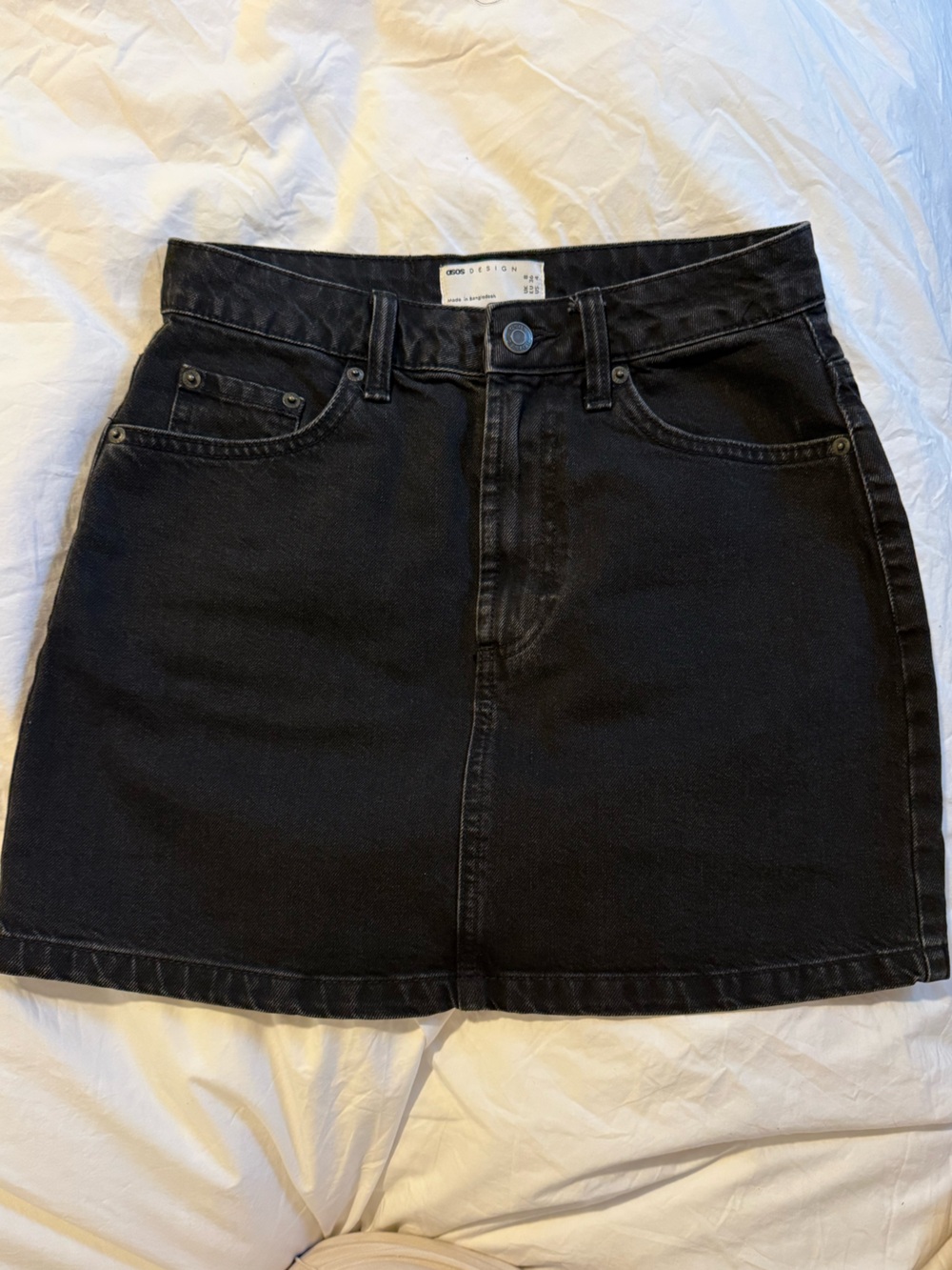 ASOS faded black denim mini skirt! Size 4, fits like a small. So cute!